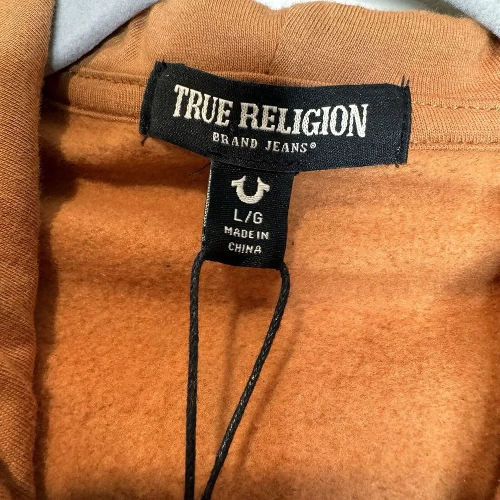 $119 True Religion Buddha Hoodie Adult Size L Color Mandarin‎ Full Zip New